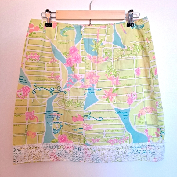 Lilly Pulitzer Skirt Via Lilly Palm Beach Map Lace Size 6 Cotton - Picture 4 of 6